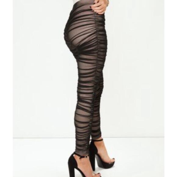 Free People Intimidate Ruched Sheer High Waist Leggings Black One Size Fits S-L - Picture 1 of 5